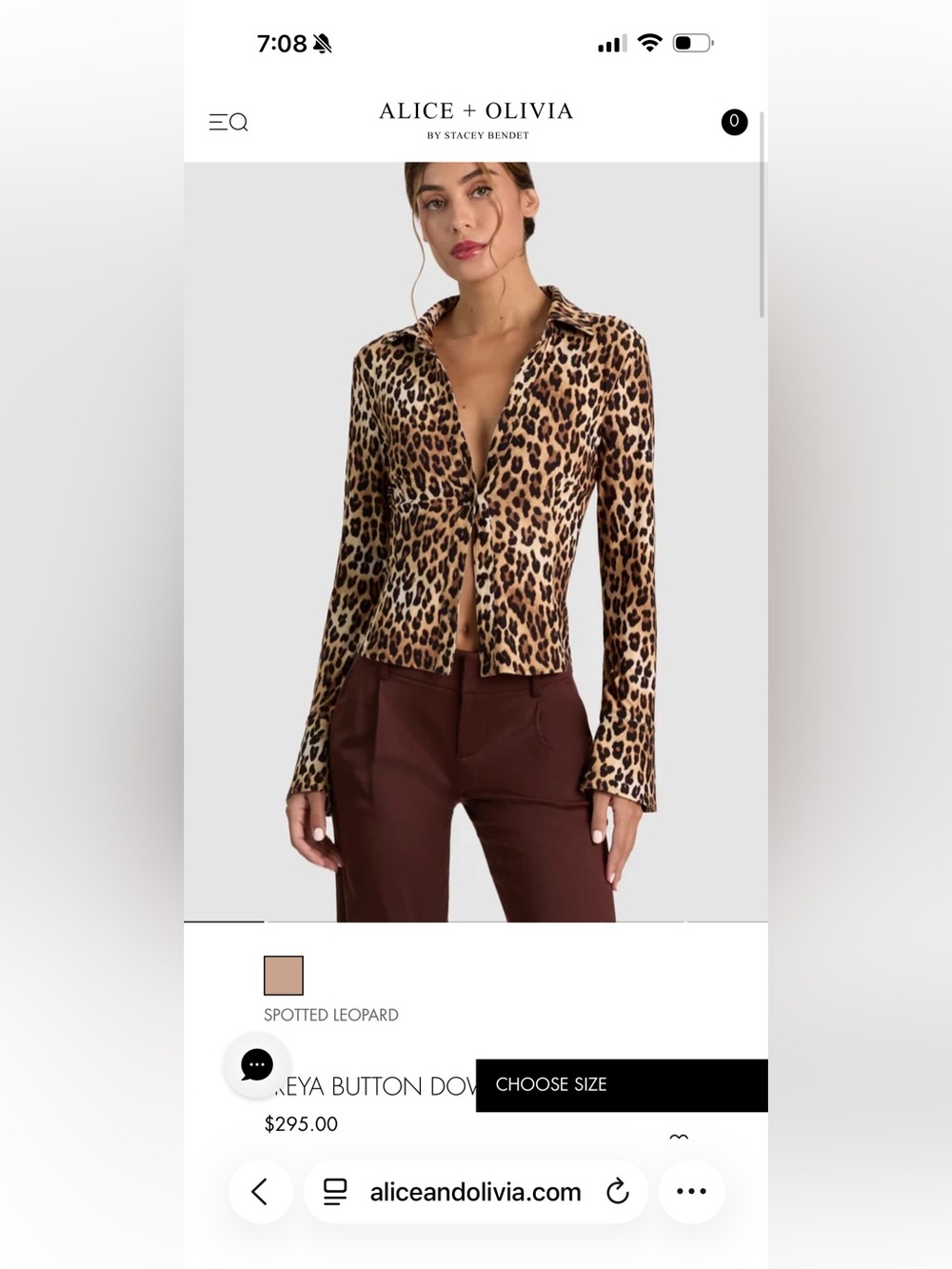 Alice + Olivia Leopard-Print Button-Front Shirt in Brown and Black